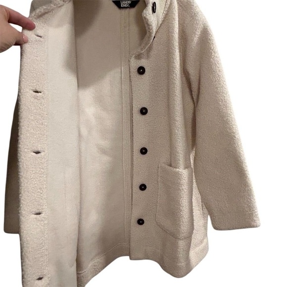 Lands' End Women's Ivory Sherpa Teddy Coat L petite Winter Overcoat - Picture 5 of 15